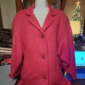 Vintage George David Fashion Mohair Coat - Dark Pink